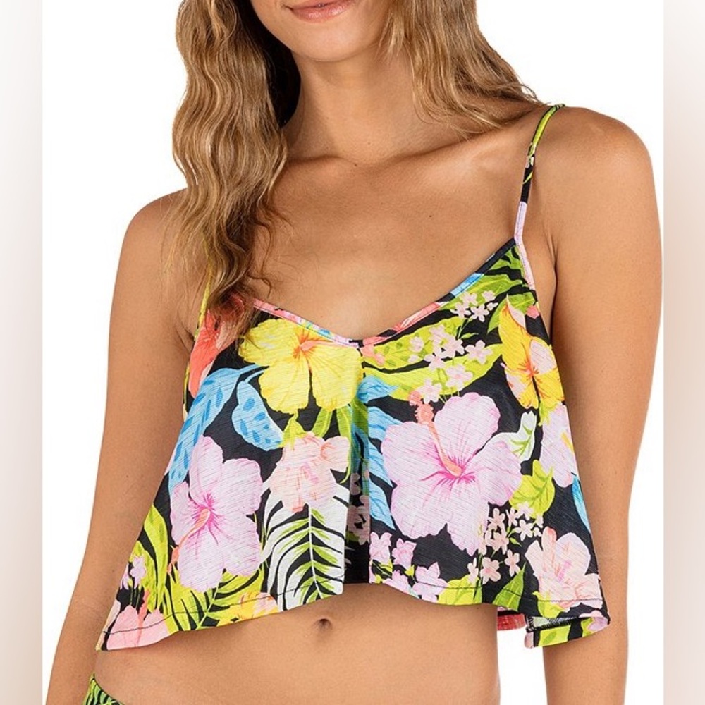 Hurley white floral sunset district swing tank top